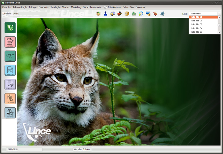 Tela do Sistema Lince